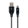 GEMBIRD Kabel CABLEXPERT USB 2.0 AM na Type-C kabel (AM/CM), 2m, opletený, černo-bílý, blister, PREMIUM QUALITY