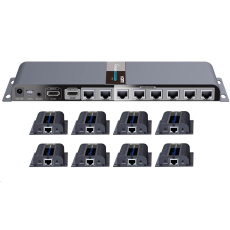 PremiumCord HDMI 1-8 splitter+extender po CAT6/6a/7, FULL HD, 3D