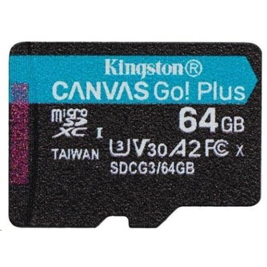 Kingston 64GB microSDXC Canvas Go Plus 170R A2 U3 V30 Single Pack bez ADP