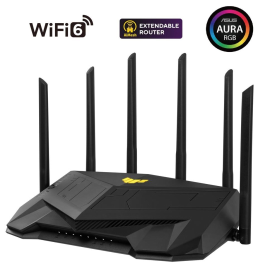 ASUS TUF-AX6000 Wireless AX6000 Wifi 6 Gaming Router, 4x gigabit LAN, 1x2.5G LAN, 1x2.5G WAN, 1xUSB3.0