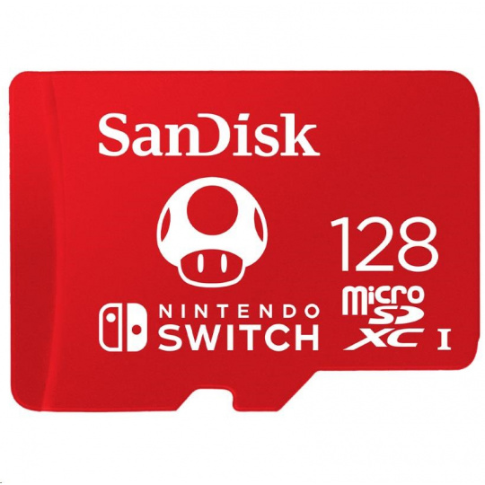 SanDisk MicroSDXC karta 128GB for Nintendo Switch (R:100/W:90 MB/s, UHS-I, V30,U3, C10, A1) licensed Product,Super Mario