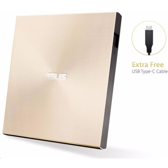 ASUS DVD ZenDrive SDRW-08U9M-U GOLD, External Slim DVD-RW, USB Type-C/Type-A, M-DISC