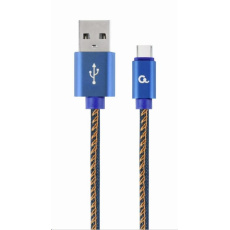 GEMBIRD Kabel CABLEXPERT USB 2.0 AM na Type-C kabel (AM/CM), 1m, opletený, jeans, blister, PREMIUM QUALITY