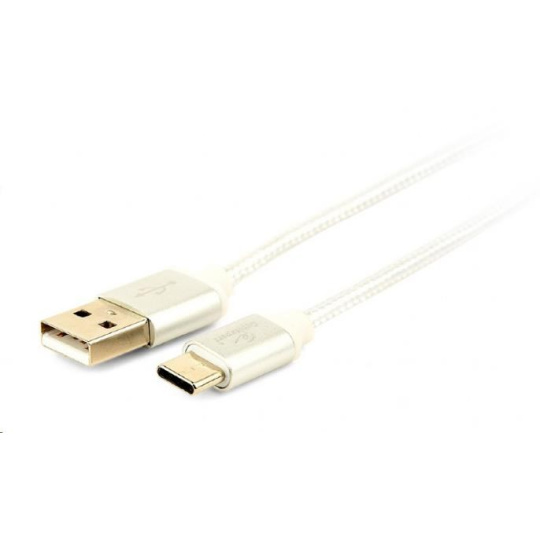 GEMBIRD Kabel CABLEXPERT USB na USB-C kabel (AM/CM), 1,8m, opletený, stříbrný, blister