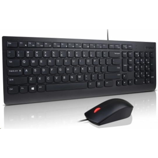 LENOVO klávesnice Essential Wired USB Keyboard + Mouse Set - USB, černá