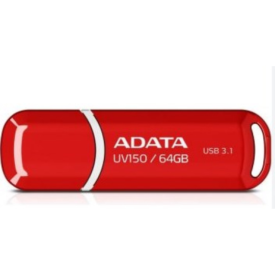 ADATA Flash Disk 64GB UV150, USB 3.1 Dash Drive (R:90/W:20 MB/s) červená