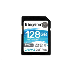 Kingston 128GB SecureDigital Canvas Go! Plus (SDXC) Card, 170R 90W Class 10 UHS-I U3 V30