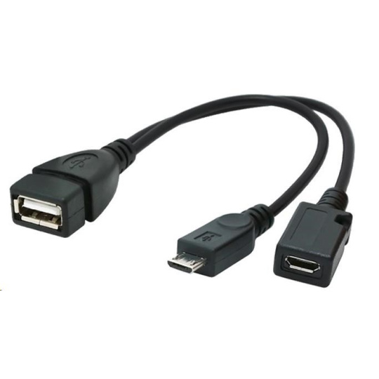 GEMBIRD Kabel CABLEXPERT USB AF/micro BM + micro BF, OTG + dobíjení, 15cm, pro tablety a smartphone