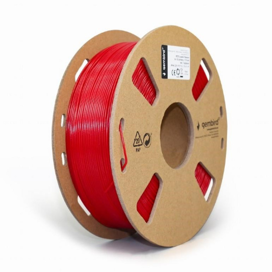 GEMBIRD Tisková struna (filament) PETG, 1,75mm, 1kg, červená