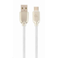 GEMBIRD Kabel CABLEXPERT USB 2.0 AM na Type-C kabel (AM/CM), 2m, pogumovaný, bílý, blister, PREMIUM QUALITY