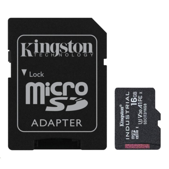 Kingston 16GB microSDHC Industrial C10 A1 pSLC Card + SD Adapter