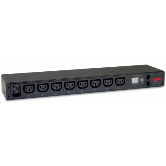 APC Rack PDU, Metered, 1U, 16A, 208/230V, (8)C13, IEC-320 C20 2.5m