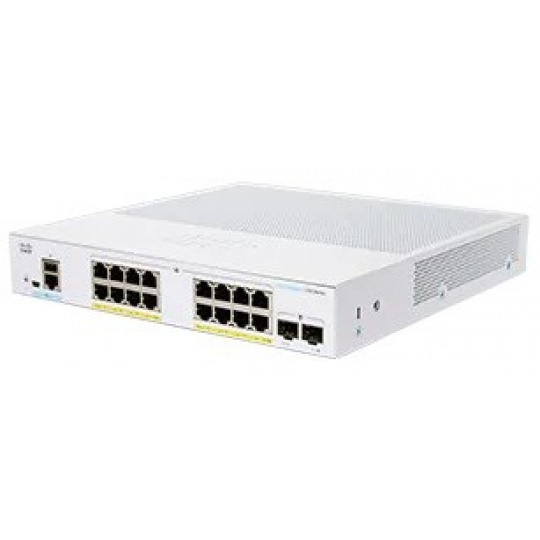 Cisco switch CBS250-16P-2G, 16xGbE RJ45, 2xSFP, fanless, PoE+, 120W