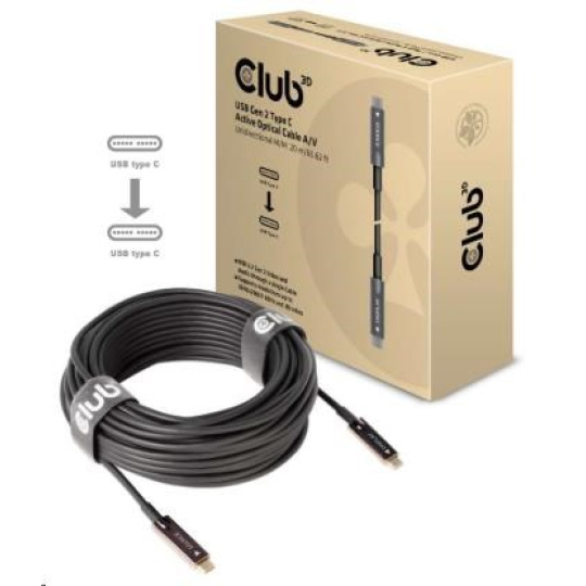 Club3D Kabel USB 3.2 typ C Gen2, aktivní, (M/M), 20m, optický, aktivní, unidirectional