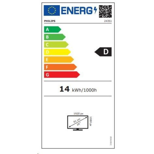 Philips MT IPS LED 23,8" 243S1/00 - IPS panel, 1920x1080, HDMI, DP, USB-C, USB 3.2, RJ45, repro, pivot