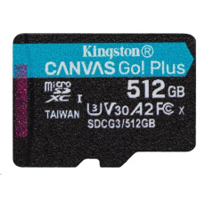 Kingston 512GB microSDXC Canvas Go Plus 170R A2 U3 V30 Single Pack bez ADP