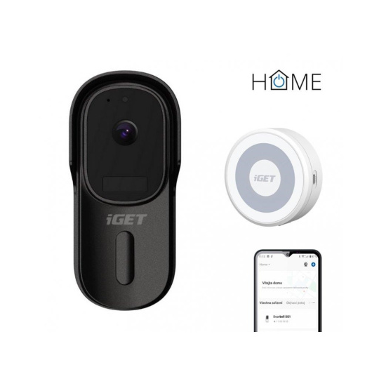 iGET HOME Doorbell DS1 Black + Chime CHS1 White