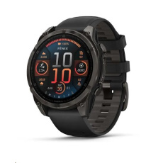 Garmin fenix® 8 – 47 mm, AMOLED, Sapphire, Carbon grey DLC titanium s Black/Gray silikonovým řemínkem, EU