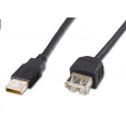 PremiumCord USB 2.0 kabel prodlužovací, A-A, 3m černá