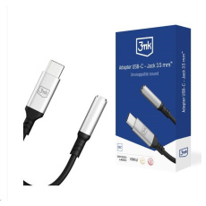 3mk adaptér USB-C/Jack 3,5mm (samice) 0,15m, černo-stříbrná