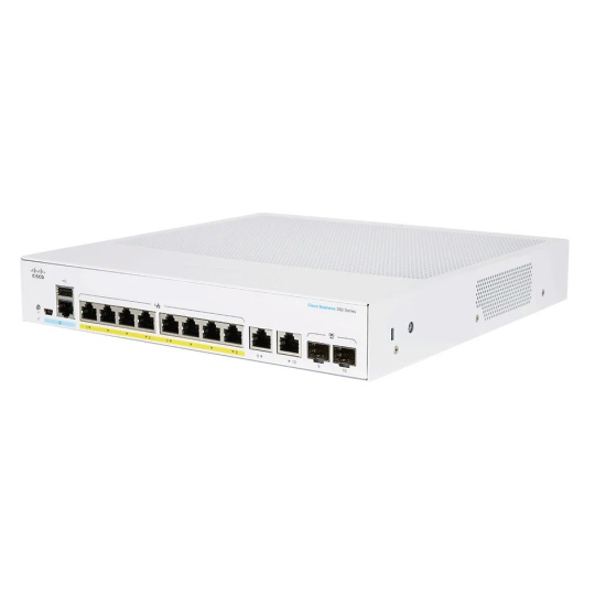 Cisco switch CBS250-8FP-E-2G-UK, 8xGbE RJ45, 2xRJ45/SFP combo, fanless, PoE+, 120W - REFRESH