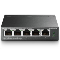 TP-Link switch TL-SG1005P, 5xGbE RJ45, 4x PoE+ 65W, fanless